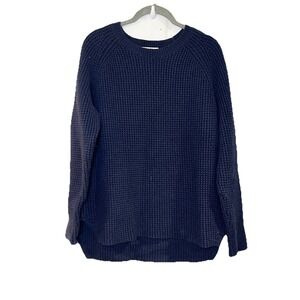Marine Layer Sweater Navy Blue Knit Cotton Merino Wool Blend Crewneck Pullover L